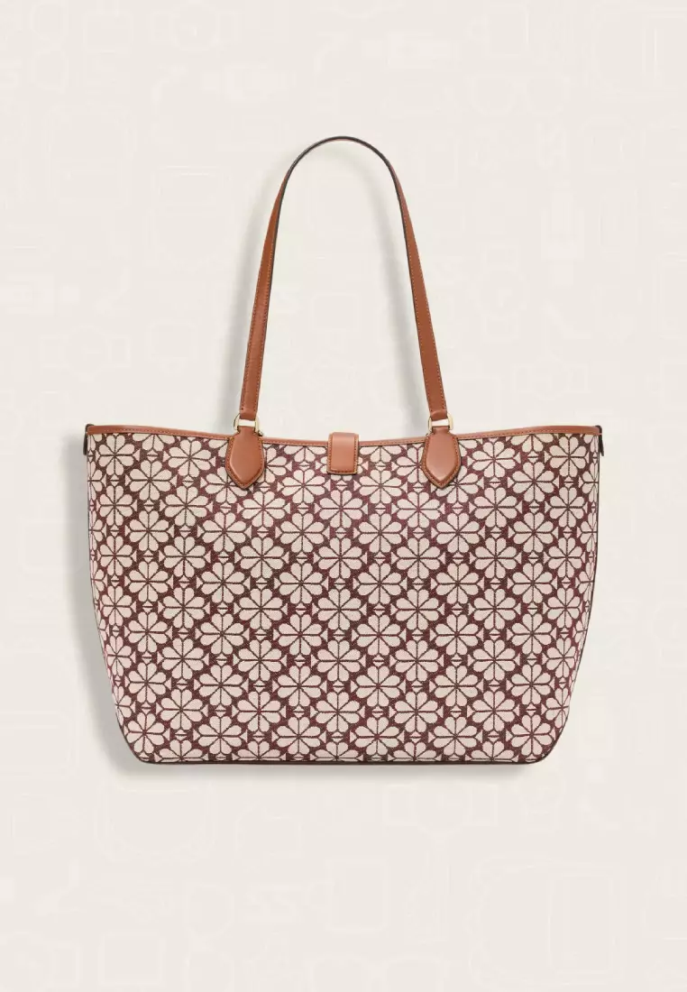 Kate Spade Spade Flower Jacquard Large Open Tote Burgundy Multi