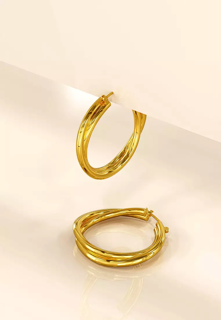 Subtle Hoop Gold Layered Earrings