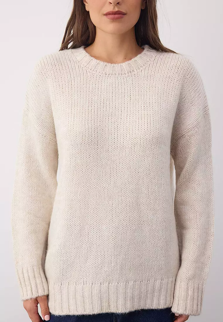 Wardrobe Essentials Stone Soft Texture Wide Cut Basic Knit Sweater | Twoaw26Kz00073
