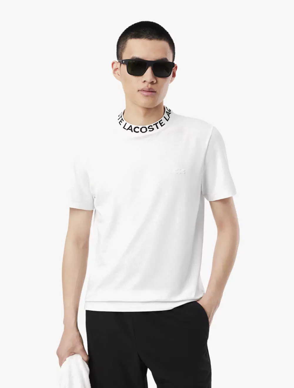 JACQUARD LOGO MOCK NECK LS TEE - WHITE - キャプテンズヘルムゴルフ