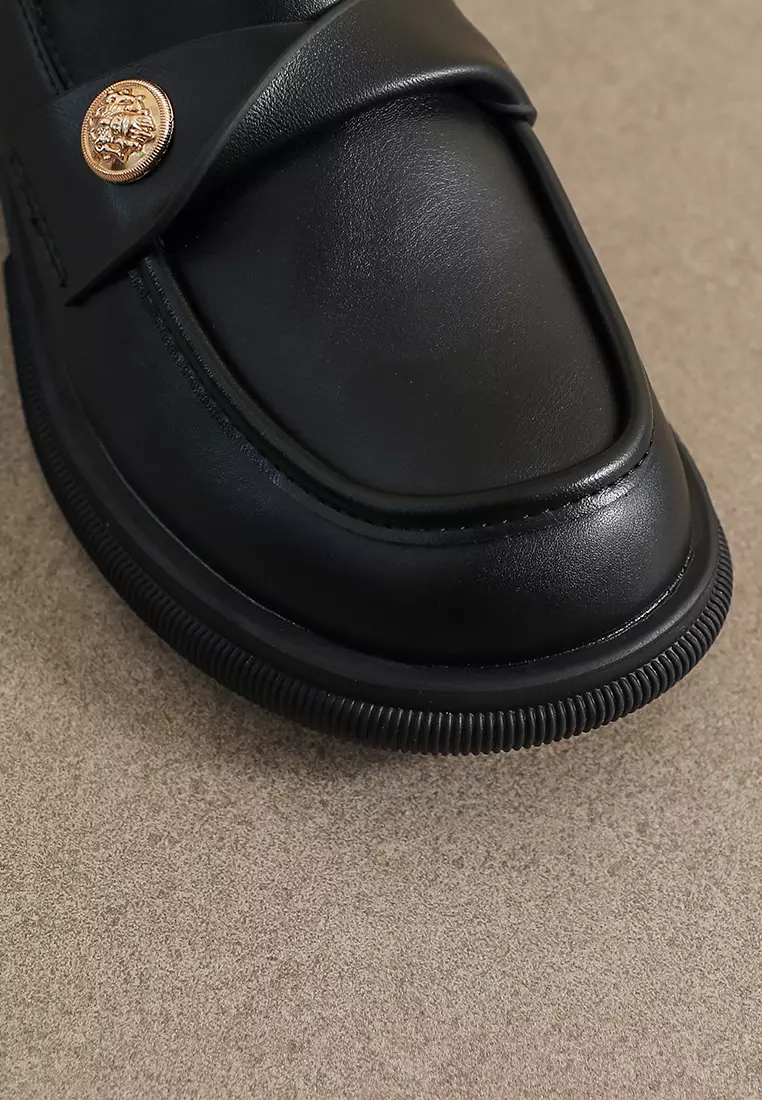 3.5CM Pleated Strap Synthetic Leather Loafers WW105-16