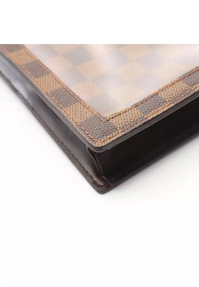 Pre-Loved Louis Vuitton portobello Damier  ebene Shoulder bag PVC leather Brown