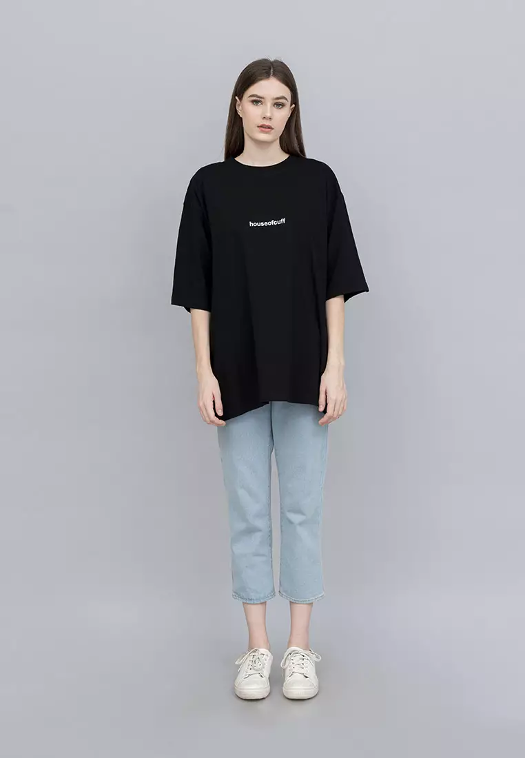 Houseofcuff Kaos Oversized T-shirt Wanita Unisex Tebal Hitam To Be