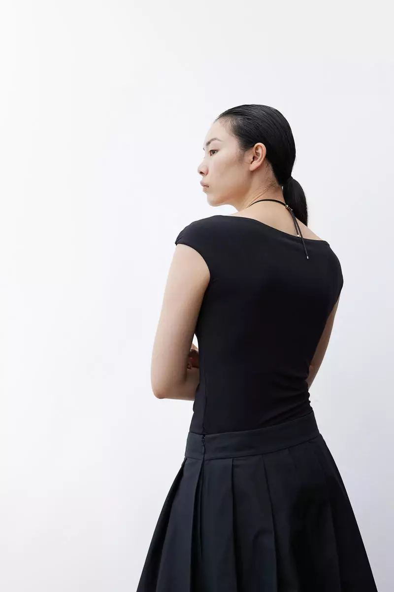 Ballerina-neckline top