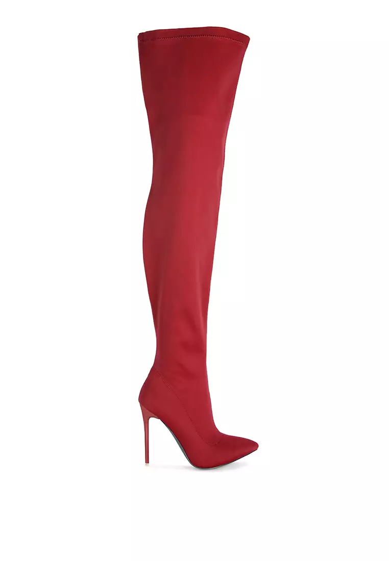 Discount on London Rag  shoes - SKU: Burgundy Superstretch Stiletto Long Boot