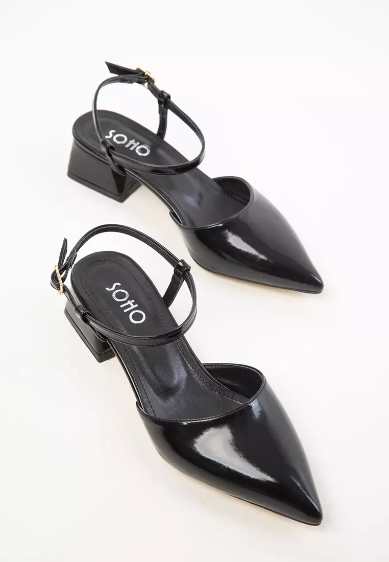 Black Patent Leather Women's Classic Heeled Shoes 20425