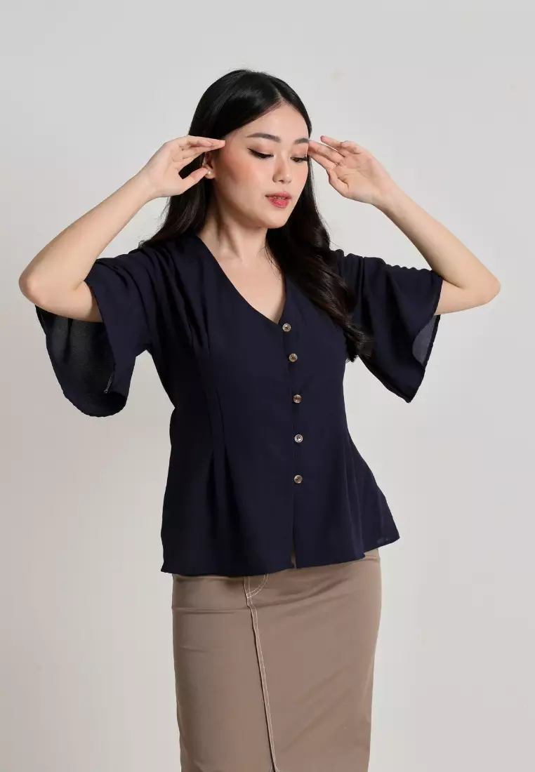 Plus Size Eliza Blouse Navy
