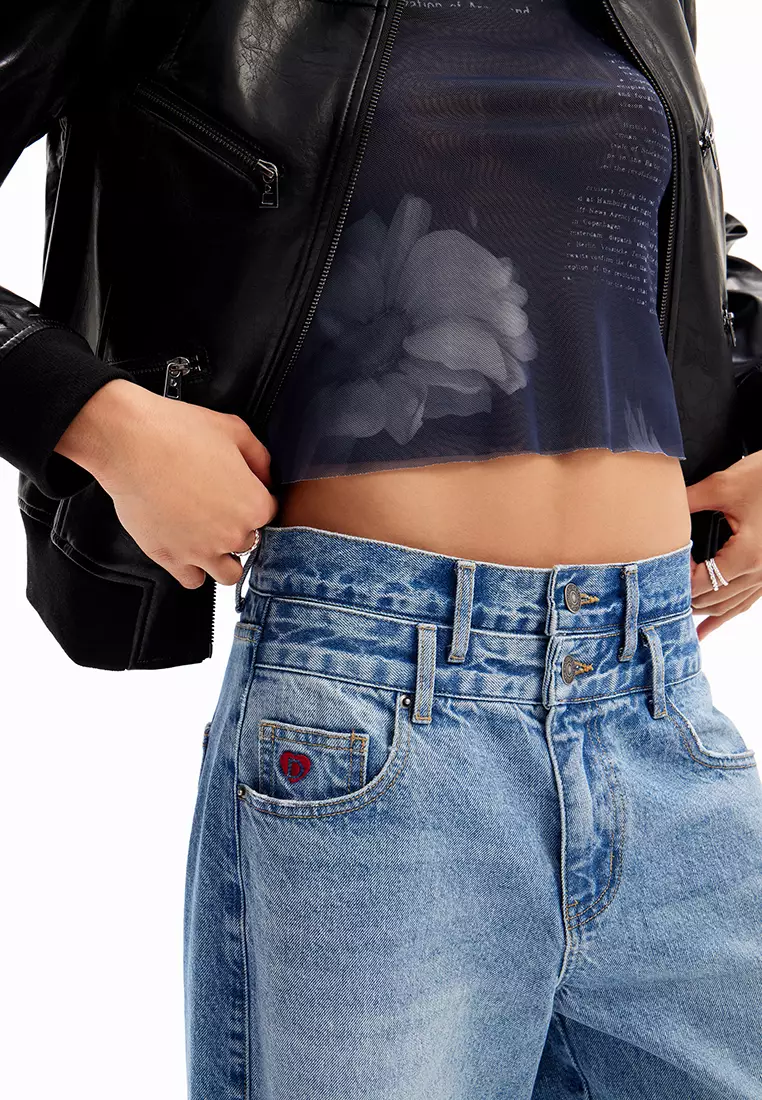 Desigual Woman Double-waistband balloon jeans.