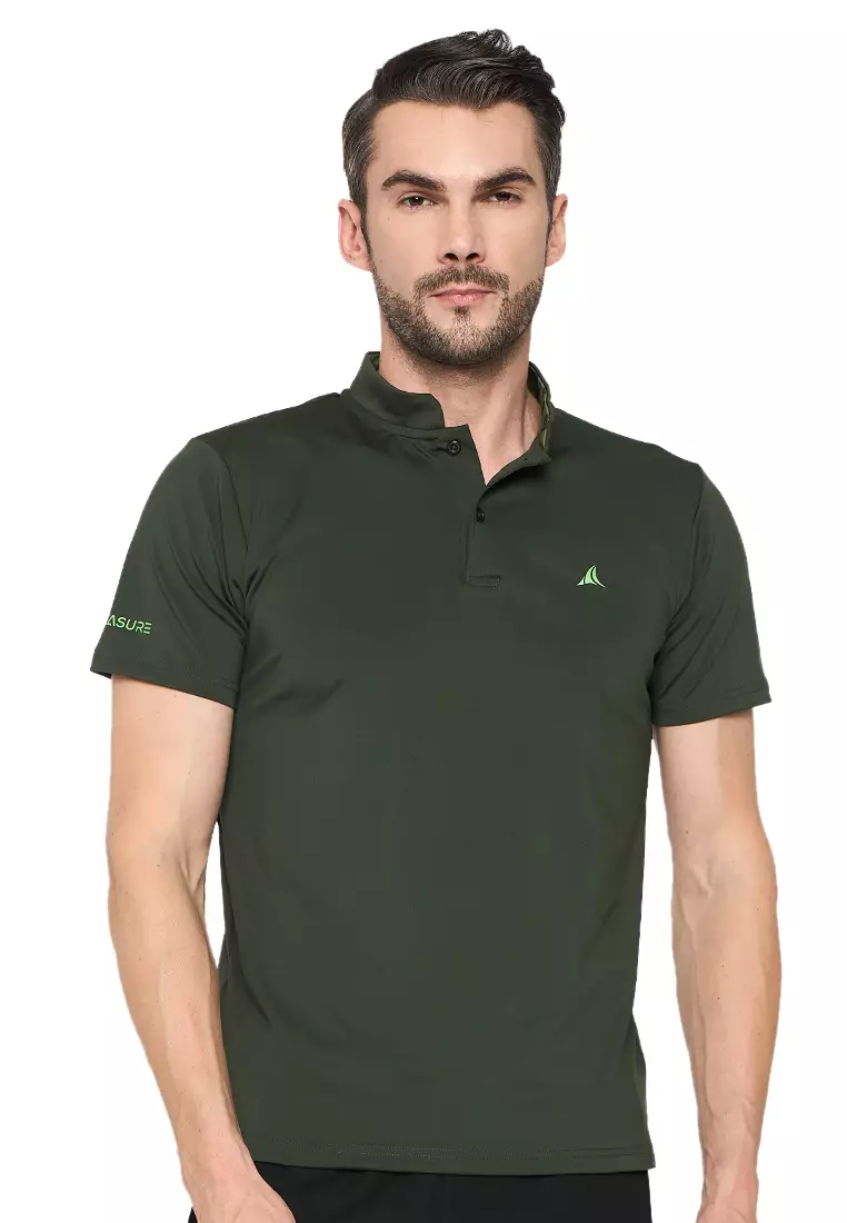 Kaus Desainer Kerah Tiongkok Athleisure Pria  Green Luxe