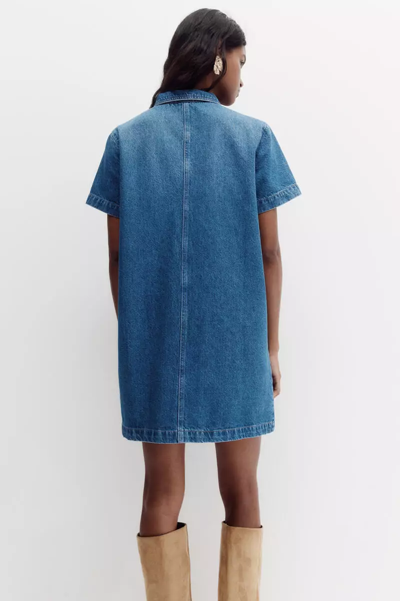 Collared denim dress