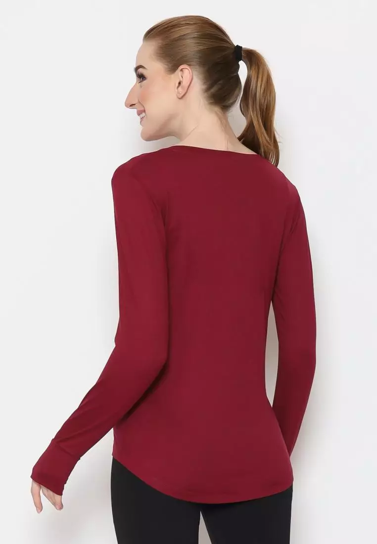 Fitwear - Kaos Olahraga Wanita NEW AURORA LS BASELAYER EAZYDRY - BURGUNDY