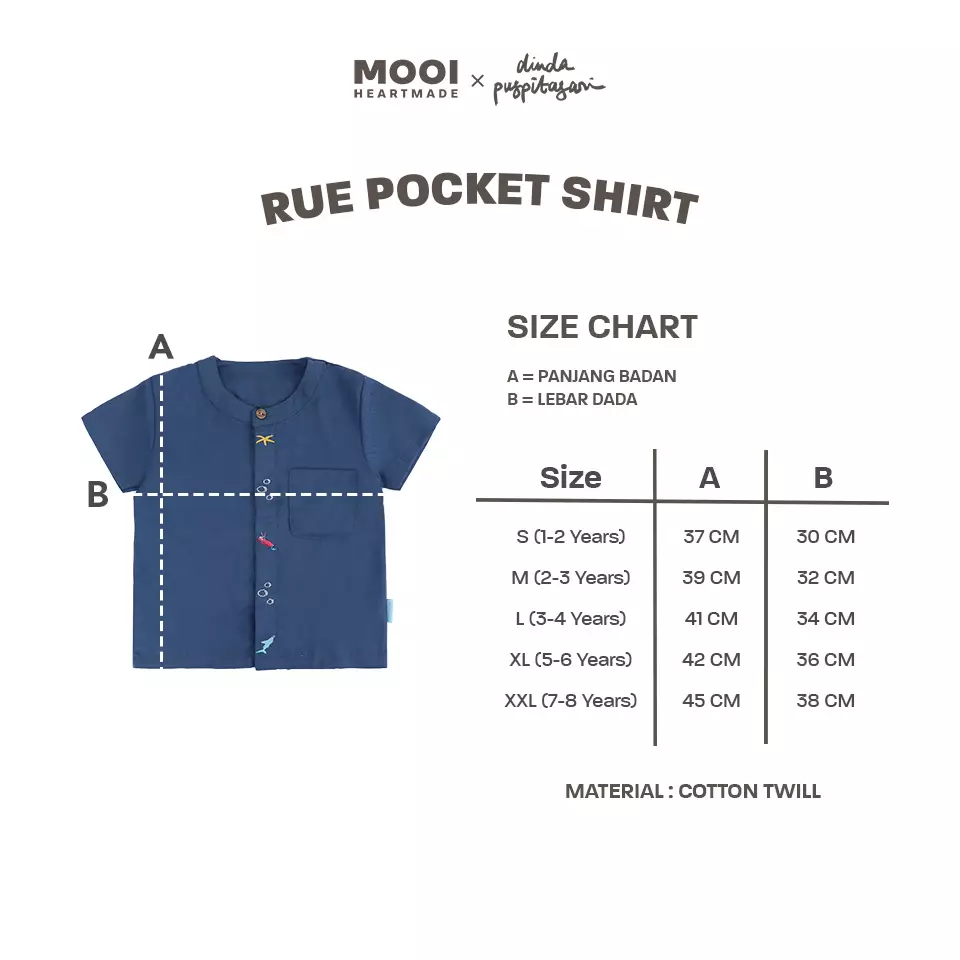Mooi X Dinda Puspitasari Kemeja Anak Laki-laki Rue Pocket Shirt - Dusty Blue
