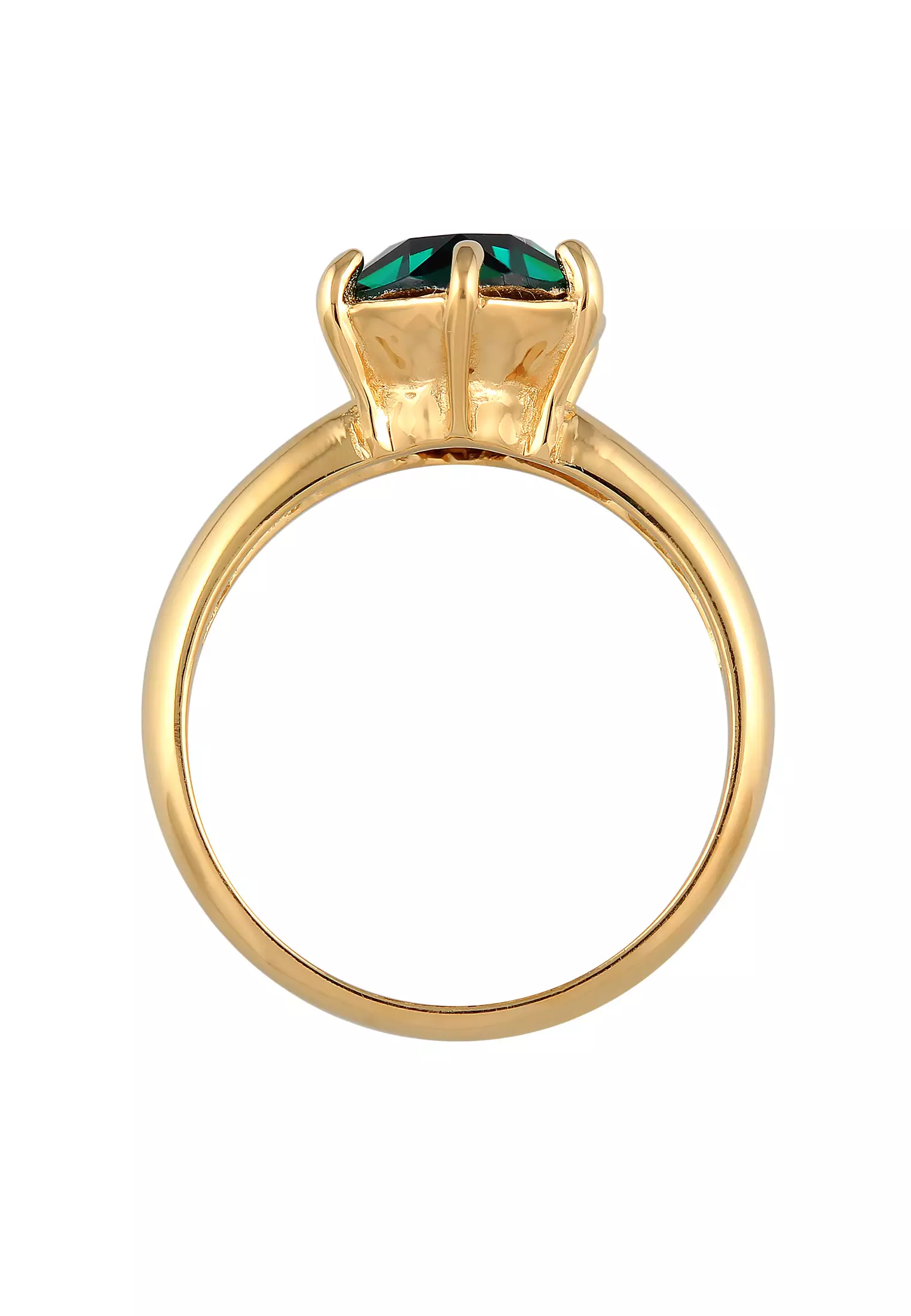 施华洛世奇®水晶镶嵌单钻戒指，优雅水晶绿镀金。