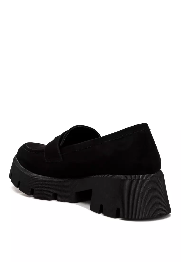 Sepatu Chunky Suede Mikro Hitam