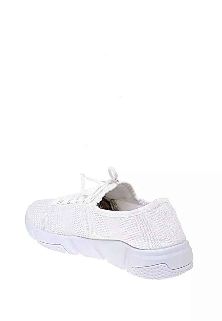 Chayton Sepatu Olahraga Pria Simple Plain Casual Material Flyknit Mesh ORIGINAL - White