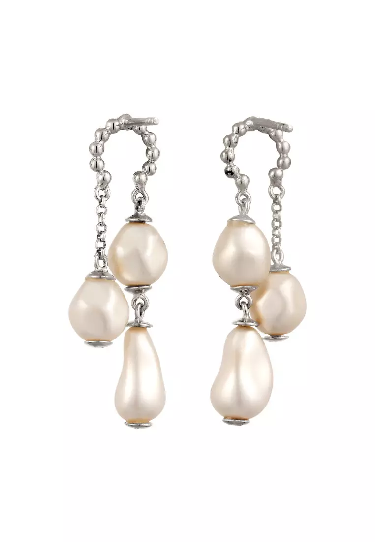 Anting Perhiasan Perak 925 Wanita Stud Synthetic Pearl