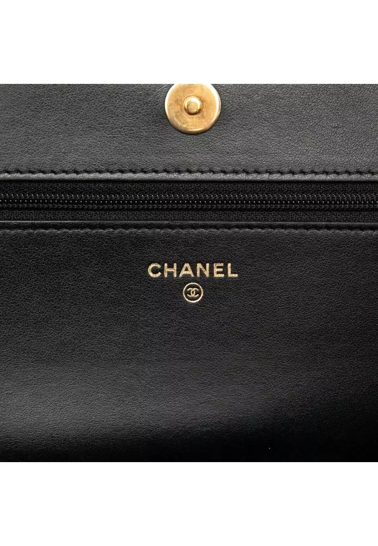 Pre-Loved Chanel Quilted Caviar Boy Wallet On Chain