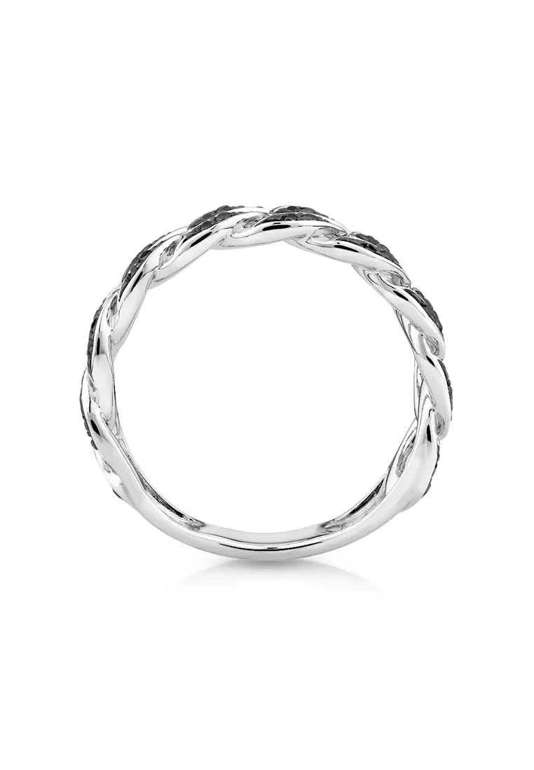 Men's 0.29 Carat TW Black Diamond Chain Link Ring in Sterling Silver