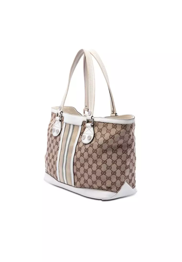 Pre-Loved Gucci Small Gg Canvas Web Libeccio Sunset Tote