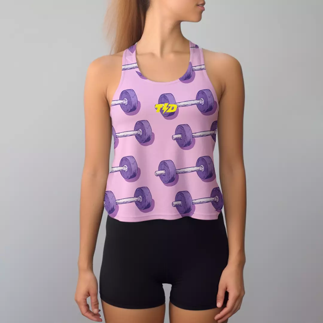 LSD52 Tanktop Gym  Crop Wanita Airdrylite "dumbbells" pink