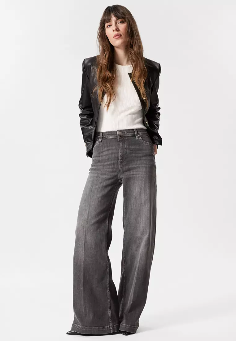 Wide Press-Crease Jeans