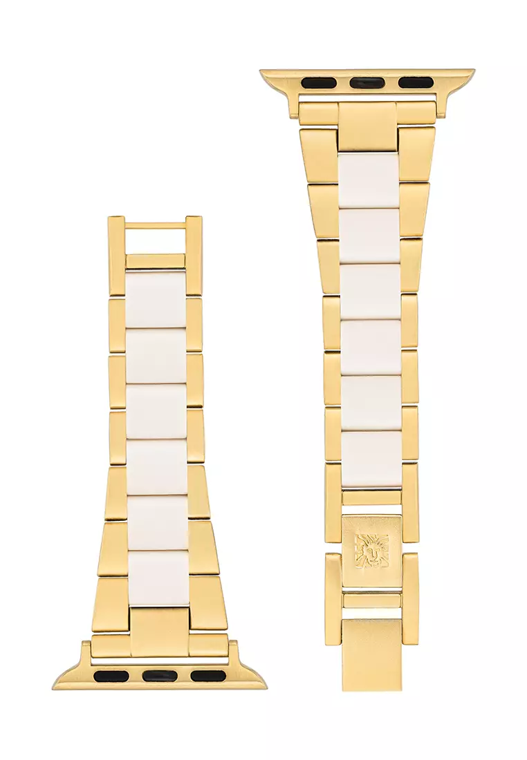 42/44/45/Ultra(49mm) Wearable Band For Apple Watch In Gold Tone With White Ocean Plastic Links With Gold Tone Hardware