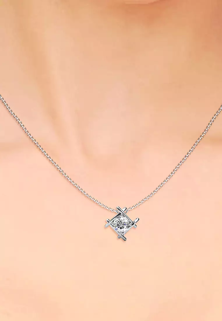 Majestic Beauty Necklace Embellished with SWAROVSKI® crystals-White Gold/Clear