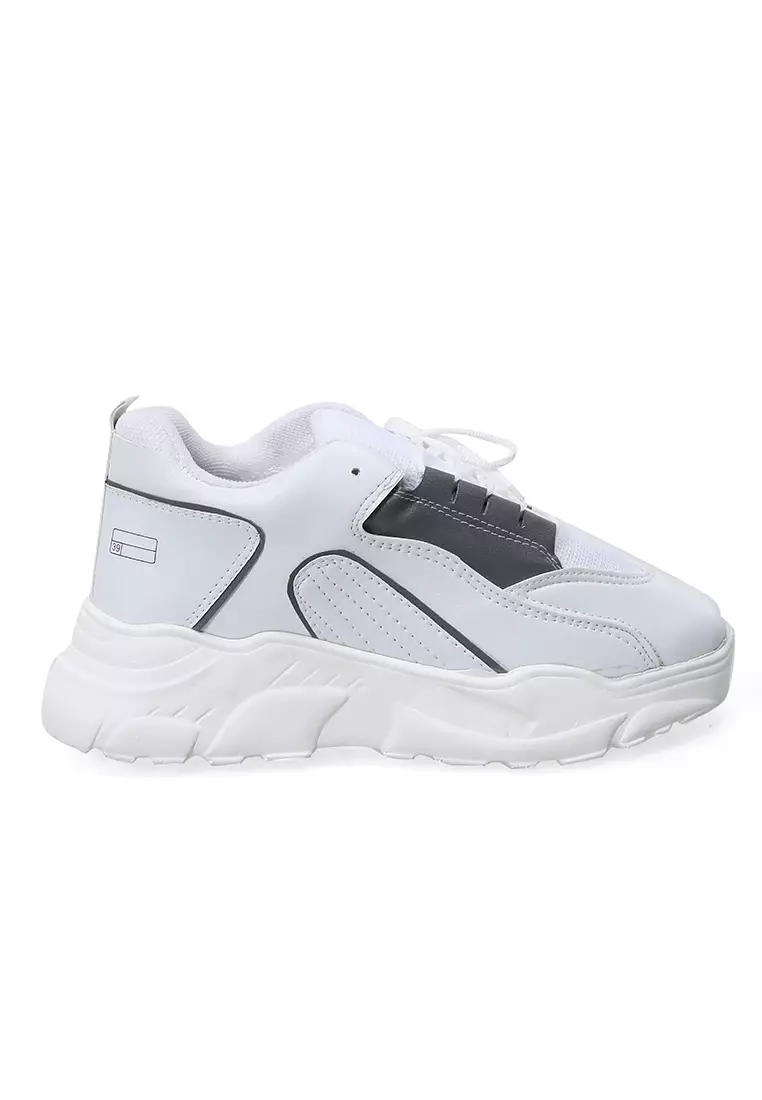 Sneakers Wanita Dual Tone Color Fashion Women Premium Quality - Putih