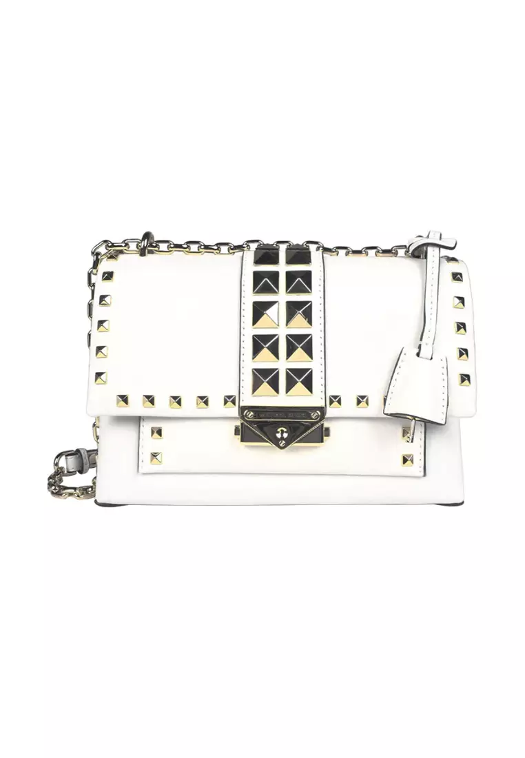 Michael Kors Crossbody Bag Cora Md Zip Pouchette Color: Optic White