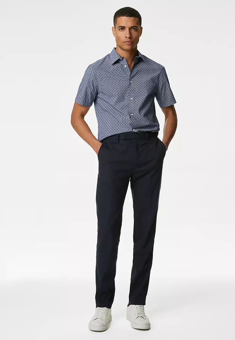 Easy Iron Pure Cotton Geometric Print Shirt