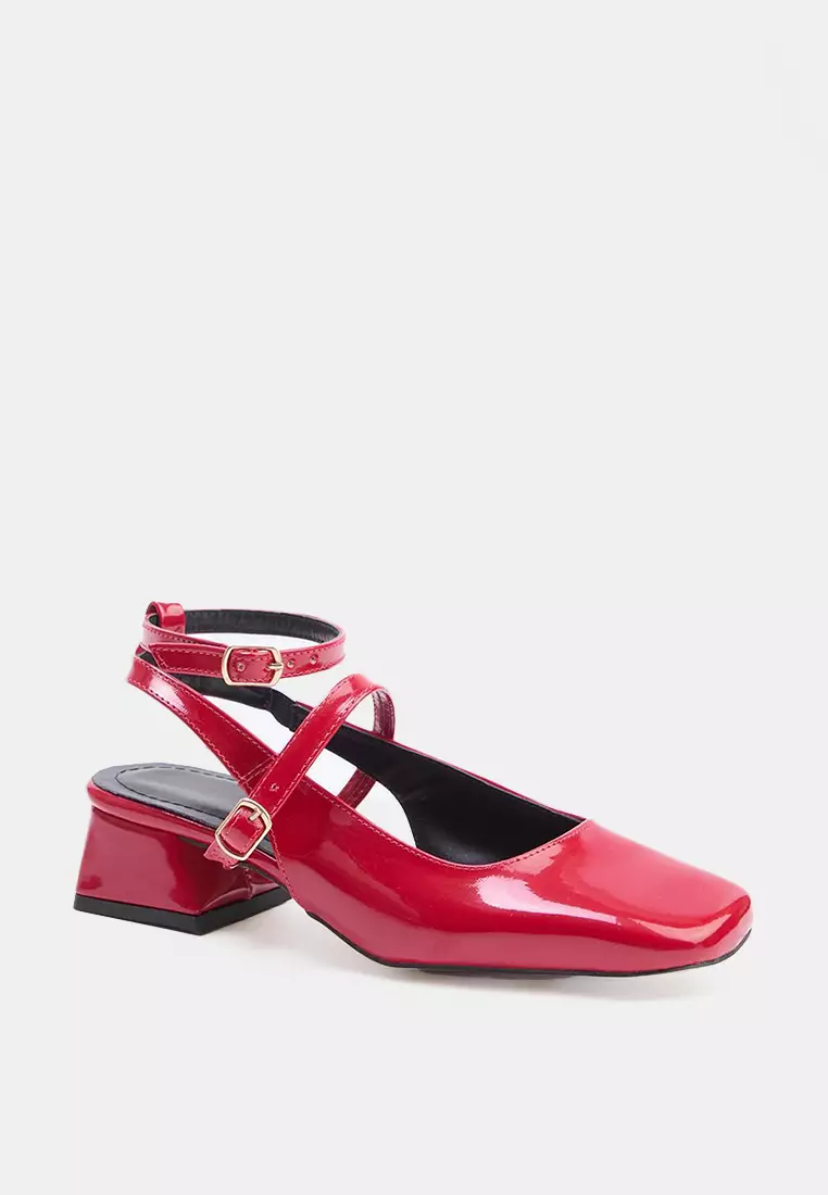 Mary Jane Ankle Strap Square Toe Heeled Shoes