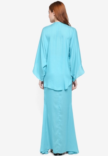 Buy Midi Hi-Low Kedah Kurung from Zuco Fashion in Blue at Zalora