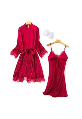 Primrose Lux red Primrose Lux Kate Silk Dress and Kimono Set Red 0F22FAA9794A38GS_1