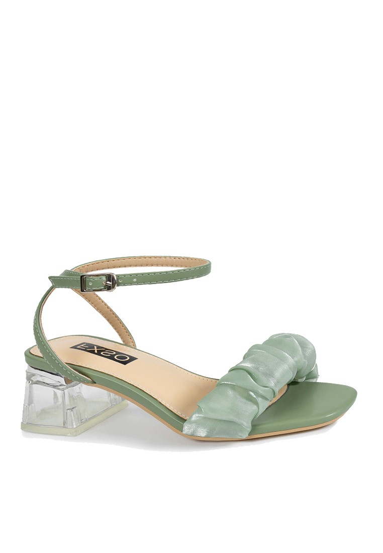 VANSA Ruffled Strap Mid-heel Sandals VSW-S4512