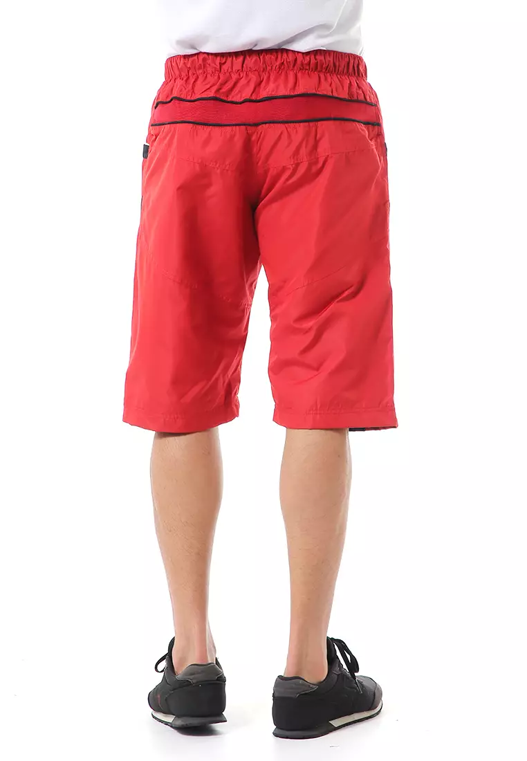 Grissham Celana Pendek Pria Short Pants Kasual Motif List Material Parasut ORIGINAL - Red