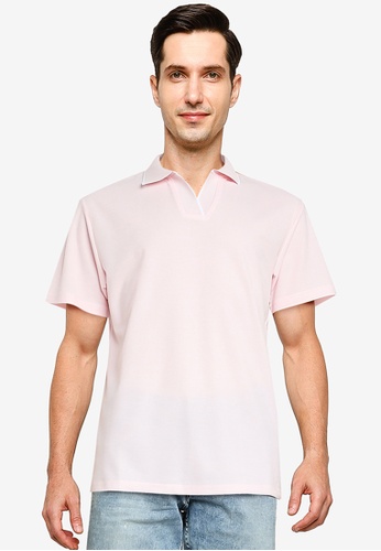 ZALORA BASICS pink Contrast Tip Relaxed Polo Shirt 4750DAA74694B4GS_1