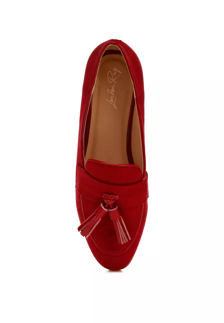 Sepatu Rumbai Micro Suede Warna Merah