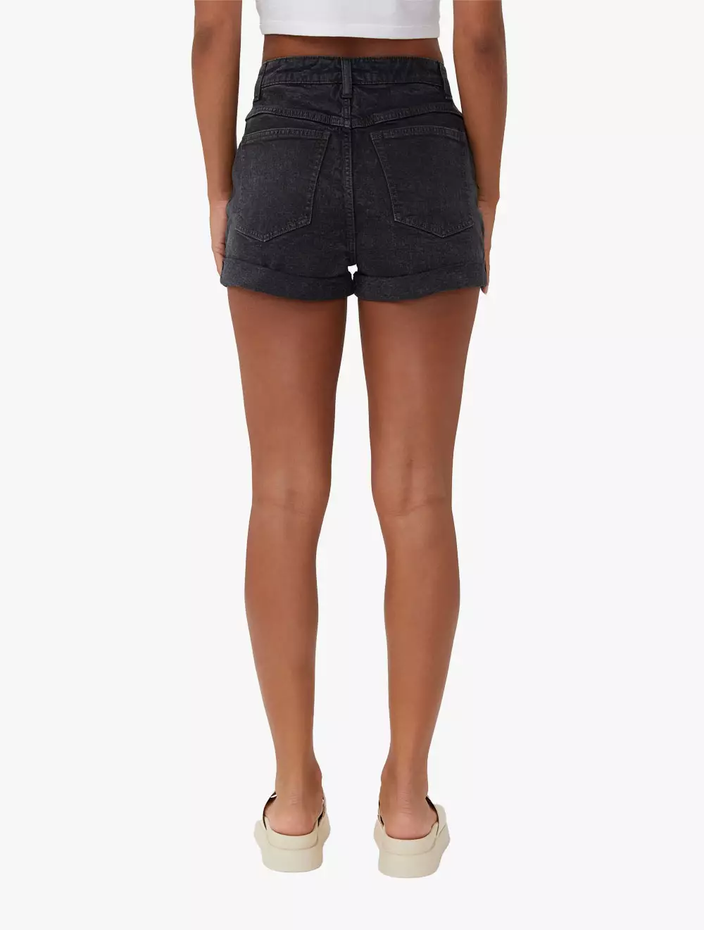 High Rise Classic Stretch Denim Short - Graphite Black
