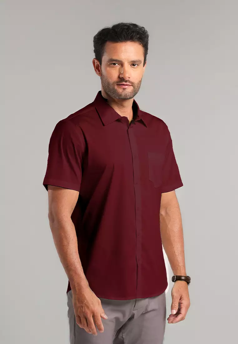 MOC - Kemeja Lengan Pendek Pria Bolivia - Maroon