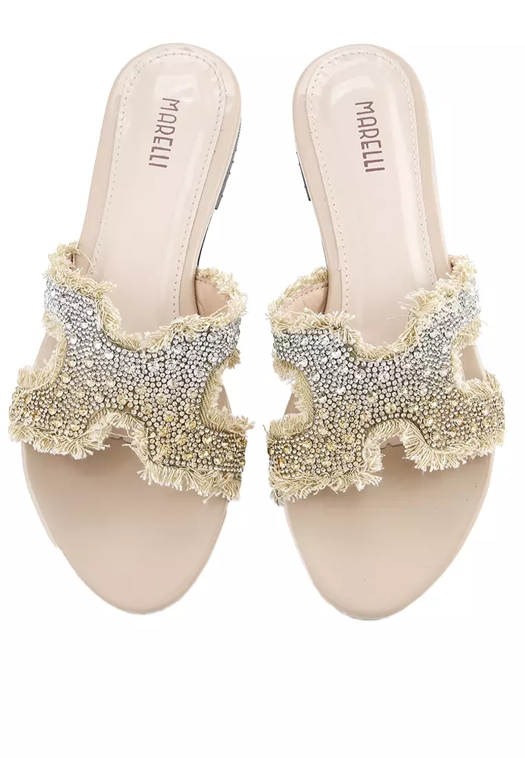 Gozana Sandal wanita Flat Teplek  - Gold