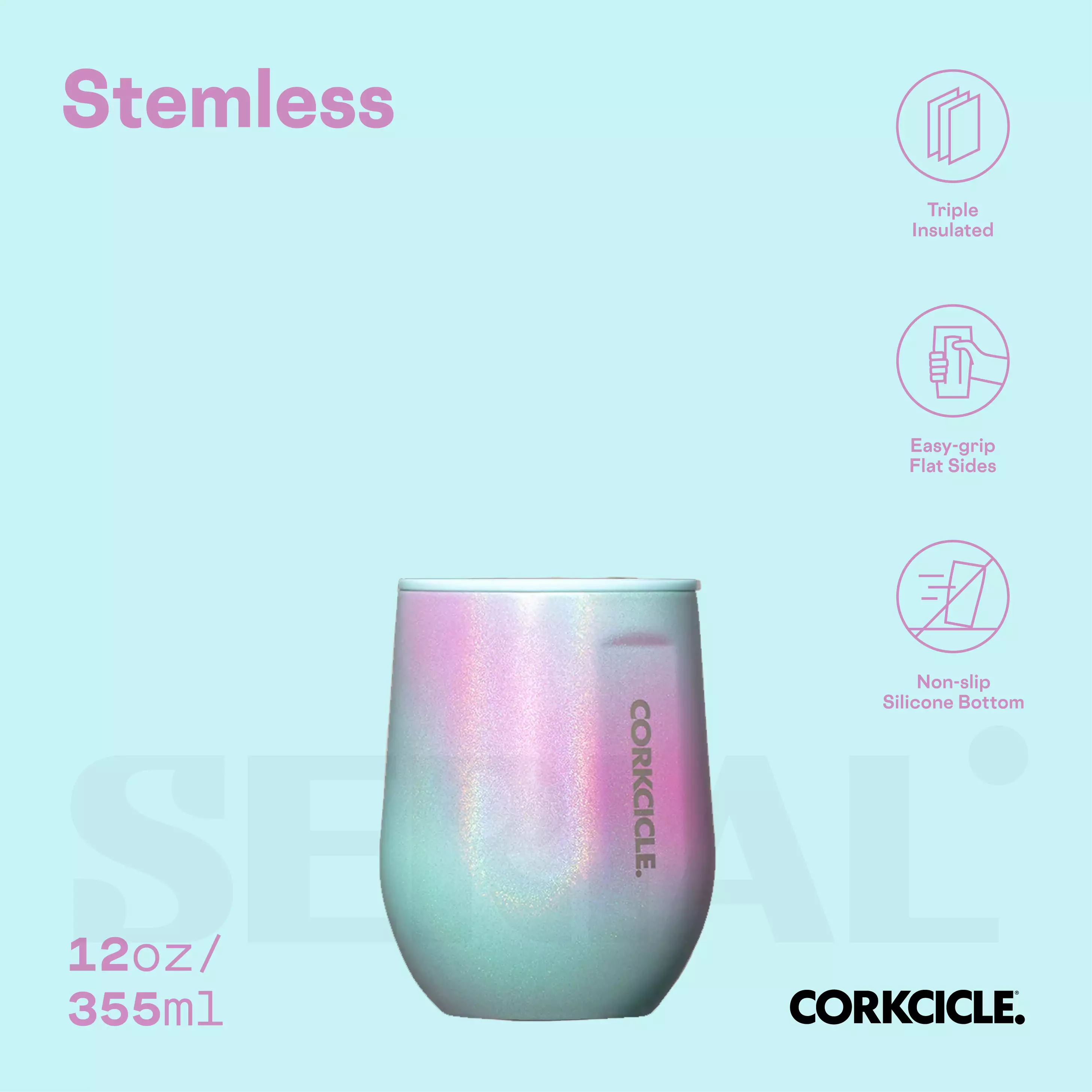 CORKCICLE Stemless 12oz - Unicorn Wonderland