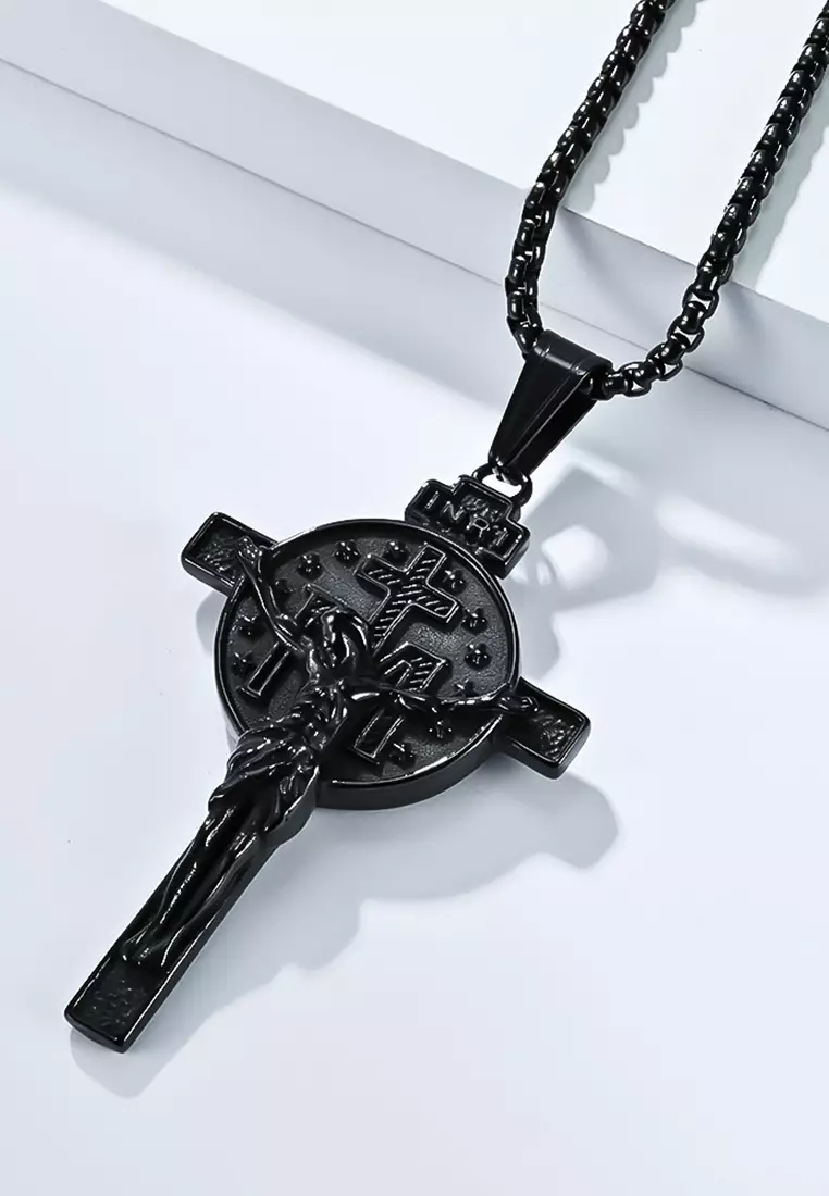 Titanium Steel INRI Cross Pendant Necklace JW QF-DZ641