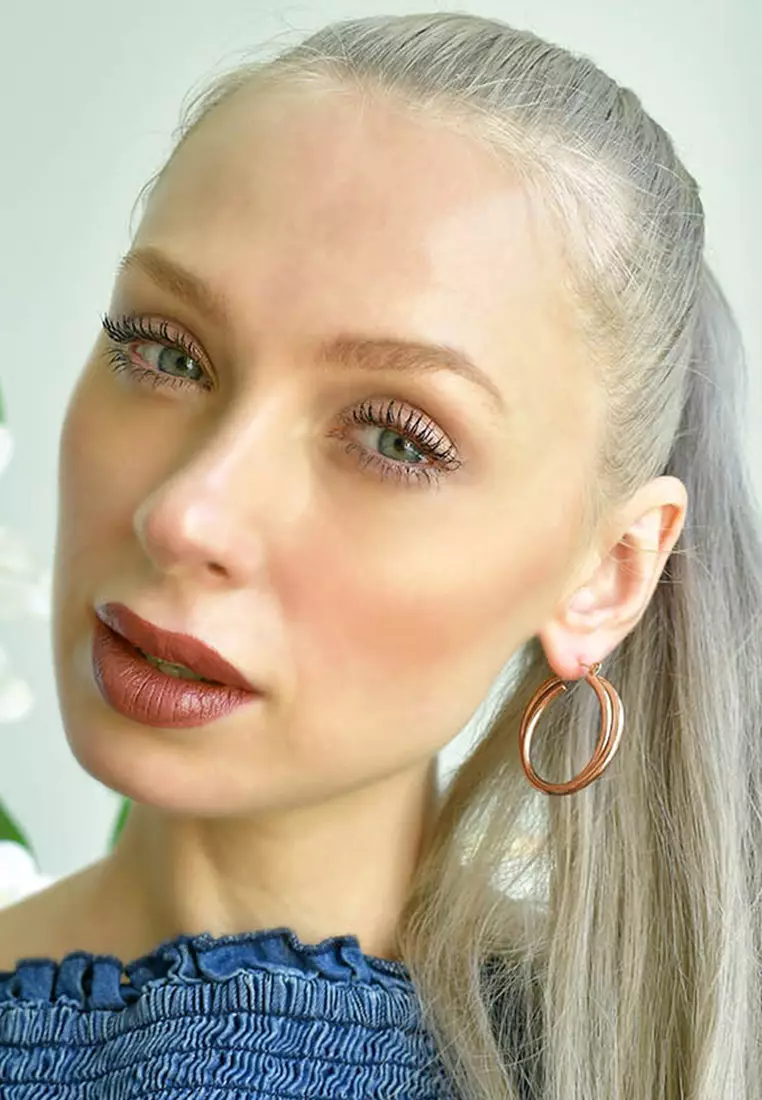 Subtle Hoop Rose Gold Layered Earrings