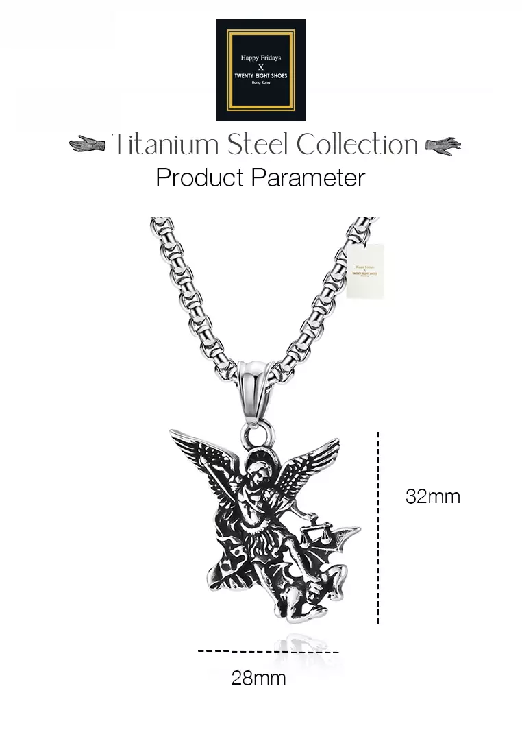 Titanium Steel Archangel Michael Pendant Necklace JW QF-DZ517