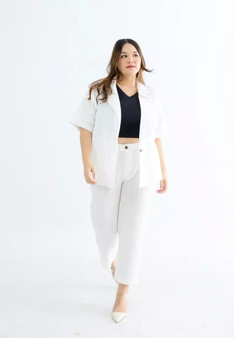 Plus Size Pants Lorraine Broken White