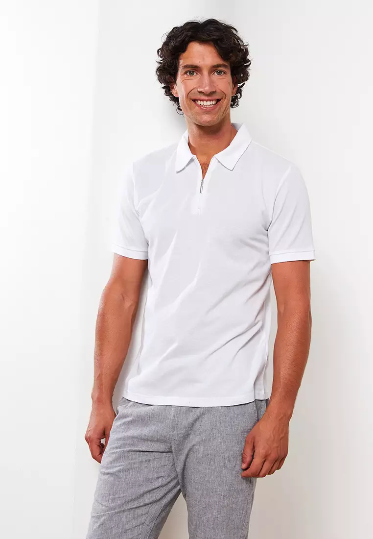 White polo neck top mens