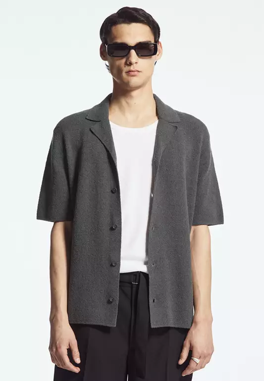 Short-Sleeved Bouclé-Knit Shirt