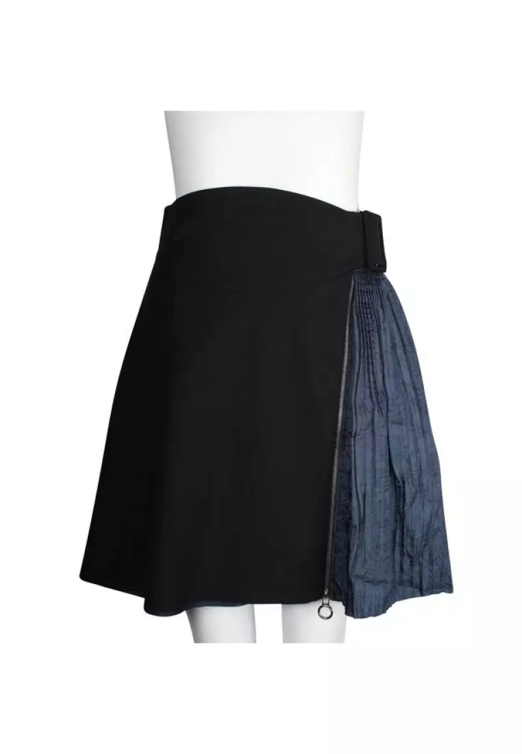 Designer navy online pleated skirt