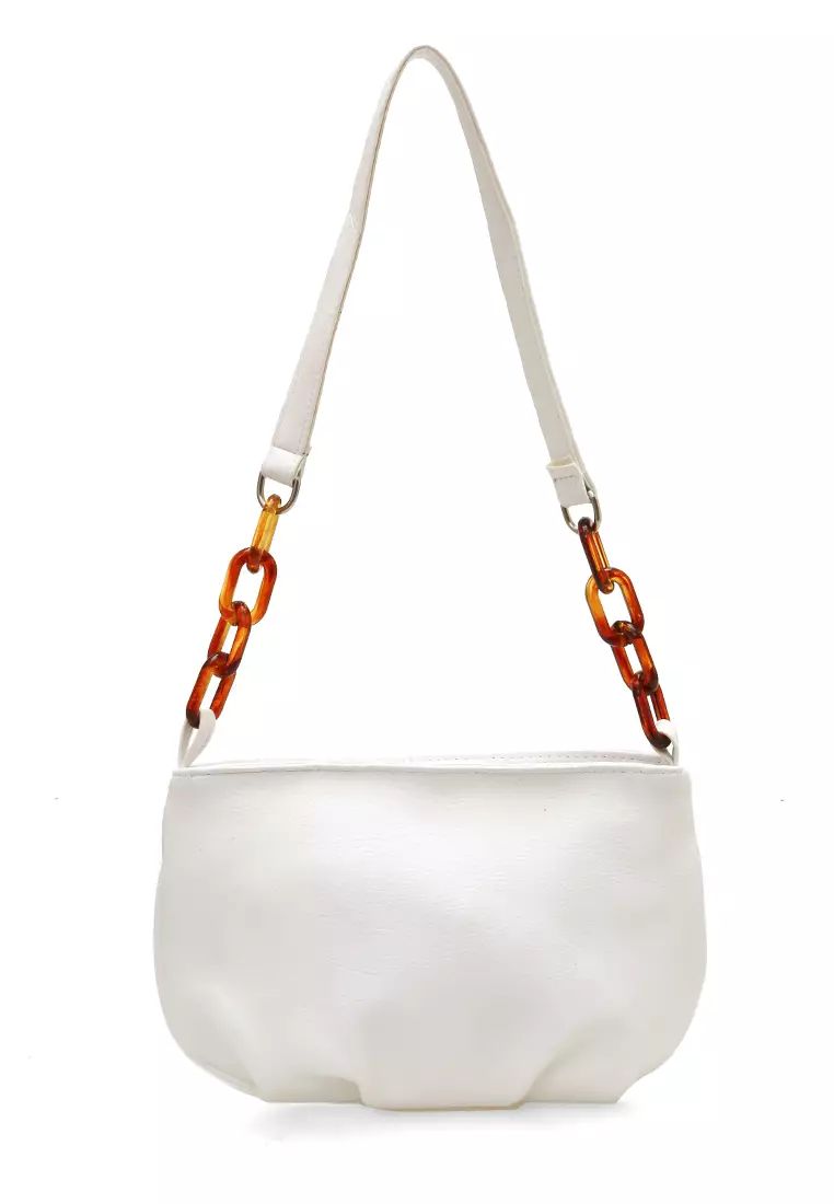 Karlina Tas Selempang Wanita Motif Polos Elegant Premium Quality - White