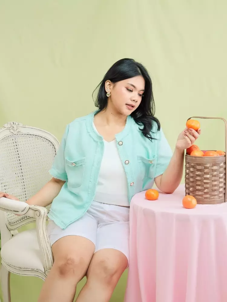 xtramiles Ladies  hyeon tweed top tiffany blue